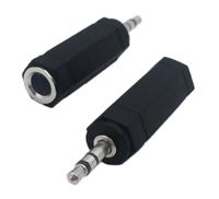 CERRXIAN LEMENG 3.5mm 3 Pole Male Plug to 6.35mm 1/4 Inch Female Stereo Jack Audio Adapter Headphone Microphone Converter Connector-2 Pack