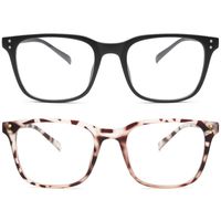 Livho 2 Pack Blue Light Blocking Computer Glasses for Women Men,TR90 Light Weight Frame Anti Eyestrain UV Lens LI5025Matte Black+Leopard)