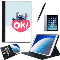 iPad 2 3 4 Case, PU Leather Wallet Kickstand Flip Cover Card Slots Lilo & Stitch Cute Cartoon Protective Flip Shockproof Heavy Duty Shell for Apple iPad 2th/3th/4th Generation#A