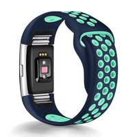 GeekSpark Bands Compatible for Fitbit Charge 2, Replacement Accessory Breathable Wristbands with Air Holes Compatible for Fitbit Charge 2 HR Blue/Mint Large