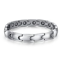 FCZDQ Magnetic Therapy Health Bracelet Stainless Steel Chain Energy Magnetic Stone Couple Bracelet for Womens