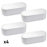 D-Line Cable Management Box 4X (Bulk Deal) Hide Cords and Power Strips in Home or Office (Large, White, Case of 4)