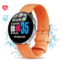 GOKOO Smart Watch for Women with All-Day Heart Rate Blood Pressure Sleep Monitor Waterproof Calorie Counter Step Reminder 1.3 inch Touchscreen Leather (Orange)