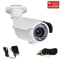 VideoSecu Bullet Security Camera Built-in 1/3'' Sony Effio CCD 700TVL Day Night Outdoor Zoom 42 IR Infrared LEDs Varifocal Lens with Free Power Supply and Extension Cable IRE96W A50