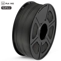 PLA 3D Printer Filament, SUNLU PLA Filament 1.75mm, Dimensional Accuracy +/- 0.02 mm, 1 kg Spool, 1.75mm, PLA Black