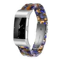 Ayeger Resin Band Compatible with Fitbit Charge 2/2 HR,Women Men Resin Accessory Silver Buckle Band Wristband Strap Blacelet for Fitbit Charge 2/2 HR Smart Watch Fitness(Blue)