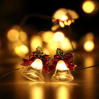 HuTools New Year Lights Decorations Jingle Bell Ornaments Christmas Decorations Bell Lights 10FT 30 LED Battery Powered String Lights for Nursery