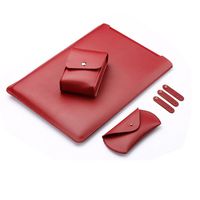ELEOPTION Portable 4 in 1 Businiss Macbook Laptop Sleeve, Waterproof Soft Leather Macbook Sleeve With Mouse Bag & Charger Case as Macbook Messenger Bag (For Macbook Air 11.6 inch, Red)