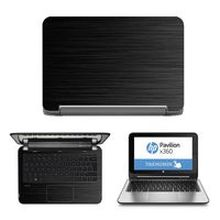 Black Brushed Aluminum skin decal wrap skin Case for HP Pavilion x360 11 11-n010dx 11-n011dx 11.6" Touch Laptop