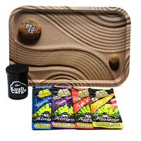 Bundle - 6 Items Be Lit Large Rolling Tray with (4) Assorted King Pin Hemp Wraps All Natural (Sand Tray)