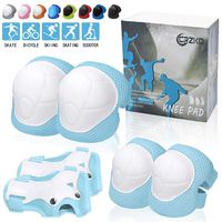 CrzKo Kids Protective Gear, Knee Pads and Elbow Pads 6 in 1 Set with Wrist Guard and Adjustable Strap for Rollerblading Skateboard Cycling Skating Bike Scooter