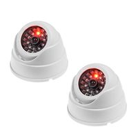 JZK 2 Dummy Fake Surveillance Security CCTV Dome Camera with LED Blinking Real Imitation for Home Security, White
