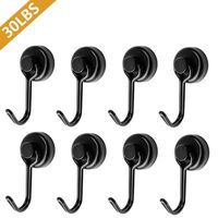 Tohoer Magnetic Hooks, Maximum 30lbs Heavy Duty Magnet Hook,Powerful Neodymium Magnets for Hanging with Strong Corrosion Protection for Home, Kitchen, Workplace,Office and Garage-8Pack