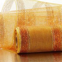 10"X10 Yards BRW/Gld/Cpppr MTLC Wide Stripe LSR Deco MSH