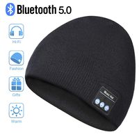 Bluetooth Beanie Hat, Wireless Headphone Beanie, Mens Gifts Womens Gifts, Winter Knitting Beanie Cap with Bluetooth Earphones, Built-in Microphone for Hand-Free Calling(Black)