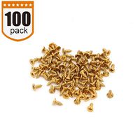 Small Screw, BLUELEC Antique Style AntiOxidative Finish Wood Screws for Fastening Plank, Plastic Materials or Resin Plywood, 45° Flat Head, Phillips Drive, 100pcs, 1/4 Inch(2.5×6mm, Gold)