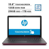 2019 HP Pavilion 15.6 Inch HD Touchscreen Laptop (8th Gen Intel Core i3-8130U up to 3.4GHz, 12GB DDR4 RAM, 256GB SSD (Boot) + 1TB HDD, Intel UHD Graphics 620, WiFi, Bluetooth, Windows 10, Burgundy)