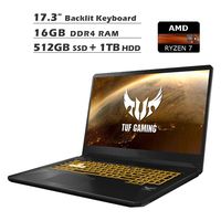 2020 NexiGo Upgrade TUF 17.3 Inch FHD 1080P Gaming Laptop| AMD Ryzen 7 3750H up to 4.0 GHz| GTX 1650 4GB| 16GB DDR4 RAM| 512GB SSD (Boot) + 1TB HDD| Backlit KB| WiFi| Bluetooth| HDMI| Windows 10