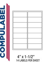 Compulabel Mailing Labels for Laser and Inkjet Printers, 4 x 1 1/2 Inches, Permanent Adhesive, 14 per Sheet, 250 Sheets per Carton (331604)