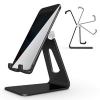 Adjustable Cell Phone Stand Phone Stand Cradle Dock Holder Aluminum Desktop Stand Compatible All Android with iPhone Xs Max Xr 8 7 6 6s Plus 5s Charging Accessories Desk All Smart Phone-Black