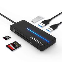 KOOTION USB 3.0 Hub, Ultra Slim 3-Port USB 3.0 Data Hub with SD/TF Card Reader Ports and LED Indicator, Black