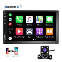 Hikity Double Din Car Stereo 7 Inch HD Touch Screen Radio Bluetooth FM Receive with USB/AUX-in/SD Card Input Support Mirror Link D-Play for Android iOS Phone + Backup Camera & Remote Control