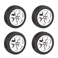 uxcell 25.5mm Rubber Toy Car Wheel Tires DIY Model Robots 4pcs, Silver and Black