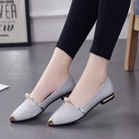 Hemlock Low Heel Flat Shoes, Women Comfortable Slippers Dress Sandals Shoes Pointed Toe Oxford Shoes (US:5, Silver)