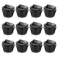 12 Pcs SPST Snap-in ON-Off 2 Pin Round Snap Rocker Boat Switch Black AC 250V 6A 125V 10A for Car Auto Boat Household Appliances by MXRS