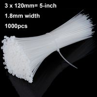BAYM 1000pcs 5-Inch Nylon Zip Trim Wrap Cable Loop Ties Tie Wraps Wire Self Locking White (3 x 120mm 1.8mm)