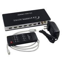 Safebao H1004 4 in 2 out HDMI Switch Matrix Switcher 4K x 2K HDMI Audio Splitter with Optical and L/R Audio Output High Speed HDMI Converter/Selector Box with IR Remotes and Power Adapter