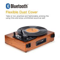 WOCKODER 3-Speed Stereo Turntable with Built-in Speakers and Speed Adjustment