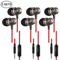 3 Packs Earbud Headphones with Remote & Microphone, SourceTon In Ear Earphone Stereo Sound Noise Isolating Tangle Free for iOS and Android Smartphones, Laptops, Gaming, Fits All 3.5mm Interface Device