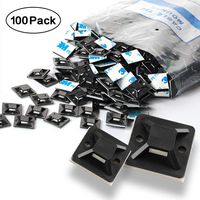 Self Adhesive Cable Tie Mounts - 3M Strongly Adhesive-Backed Zip Tie Base Holders for Home, Office Cable Wire Management(19.5mm x 19.5mm, Black, 100pack)