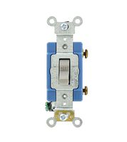 Leviton 1201-2GY 15 Amp, 120/277 Volt, Toggle Single-Pole AC Quiet Switch, Extra Heavy Duty Grade, Self Grounding, Gray