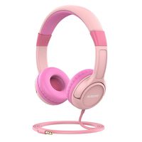 AUSDOM K1 Kids Headphones, On-Ear Wired Headphones for Children Baby with 85dB Volume Limited Hearing, Music Sharing Function, Safe Food Grade Material - Pink
