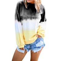 Pan Hui Women Tie Dye Long-Sleeve Crewneck Hoodie Sweatshirt Tunic Tops Casual Loose Drawstring Pullover T-Shirts Black
