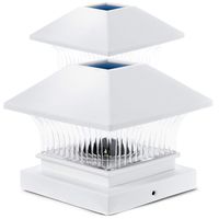 Home Zone Security Solar Post Cap Lights - Outdoor Solar Decorative Post Lights with No Wiring Required, White (2-Pack)