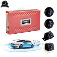 CarThree 360 Degree Bird View Panoramic System 4 HD Cameras Around View System with Night Vision DVR Parking Monitoring Driving Record Universal Rear View Cam for All Car