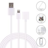 USB Charging Cable Compatible for Apple Pencil Accessories Compatible iPad Pro Pencil 2in1 Charging Cable Connector Adapter Flexible Charger Cord 150CM (only Compatible with Apple Pencil 1gen)