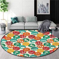 RUGSMAT Fitness Warm Soft Cotton Luxury Plush Baby Rugs,Healthy Life Icons for Home Decor Bedroom Kitchen Etc Round-51