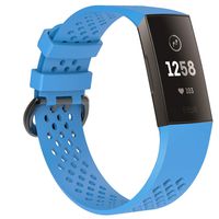 elecfan Band Compatible with Fitbit Charge 3, with Stainless Steel Buckle Replacement Wristband 5.1-7.1'' with Breathable Holes Sweat Resistant Watch Strap,Small,Blue