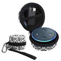 Fintie Protective Carrying Case for Amazon Echo Dot 2nd Generation - Shock Proof Eva Cover Zipper Portable Travel Bag Box (Fits USB Cable and Wall Charger) Versailles (SAAD035AD-US)