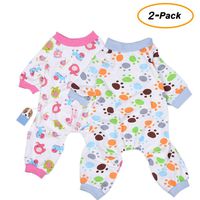 Amakunft 2-Pack Dog Clothes Dogs Cats Onesie Soft Dog Pajamas Cotton Puppy Rompers Pet Jumpsuits Cozy Bodysuits for Small Dogs and Cats