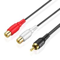 URWOOW Gold Plated Male RCA to 2 Dual Female RCA Adapter Converter Y Splitter Cable for Digital Audio Subwoofer - 10 Inch