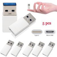 YESSKO 5PC USB 3.0 Male to Type C USB 3.1 Female Converter Data Transfer Micro USB Adapter to Type C Charging Adapter Adapter Kit (White)