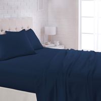 AmazonBasics Lightweight Super Soft Easy Care Microfiber Sheet Set with 16" Deep Pockets, Cal King, Navy Blue