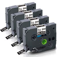 Unismar Tape 9mm White on Black, Unismar Tze-325 Tze 325 Laminated Label Tape Compatible for Brother P-Touch PT-D210 PT-D600 PT 1880 PT-D200 PT-1890C PT-2430PC PT-P300BT Cube, 3/8" x 26.2', 4 Pack