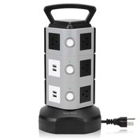 Surge Protector Power Strip Tower - SUPERDANNY 3000W 13A with 4.2A 4 USB Slot 10 Outlets 16AWG 6.5ft Heavy Duty Cord Wire Extension Electric Charging Station Universal Socket for iPhone iPad PC Laptop