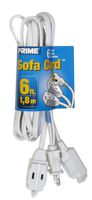 Prime Wire & Cable EC810606-2-Pk 6-Feet 16/2 SPT-2 6-Outlet Double Sofa Cord, 2-Pack, White